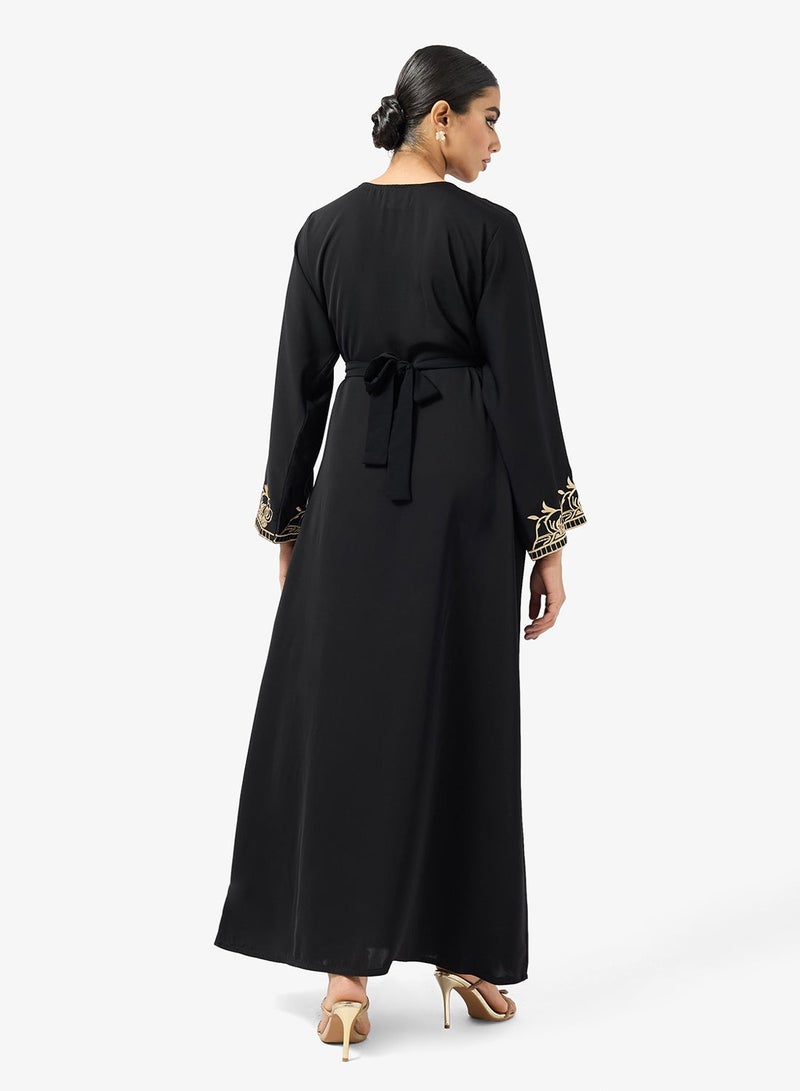 hayas closet Embroidered Belted Jalabiya - Image 3